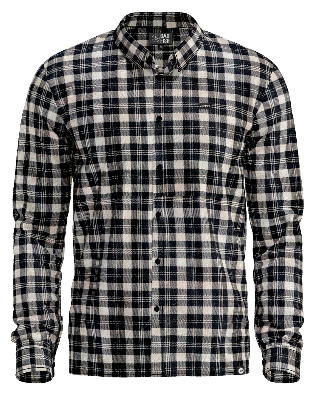 FRANELA PLAID SLEEVE BLACK/WHITE